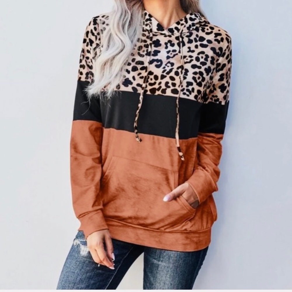 Pumpkin Spice Leopard Colorblock Hoodie